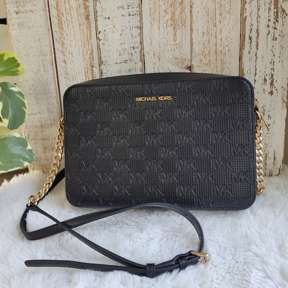 Michael Kors Black Logo-Embossed Crossbody Bag